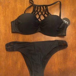 ✨NWT✨ black macrame front bikini